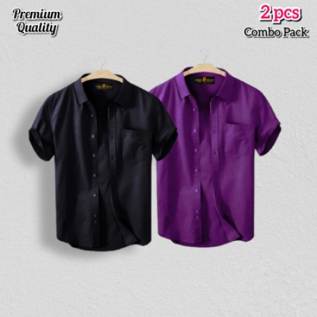2PcsHalf Shirt – Black+ Purple