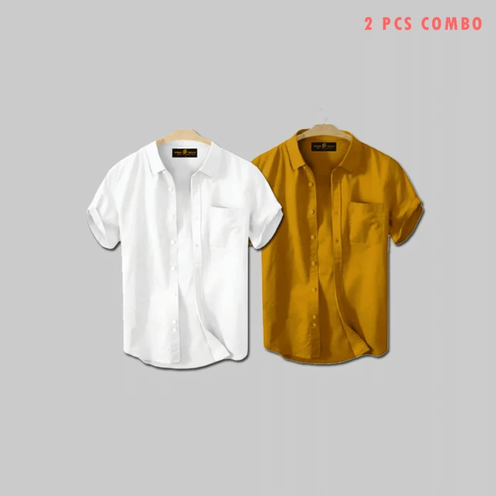 2 Pcs Half Shirt -White+kathali