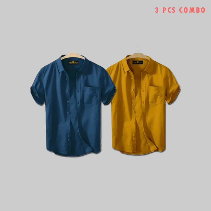 2 Pcs Half Shirt -Teal+Kathali