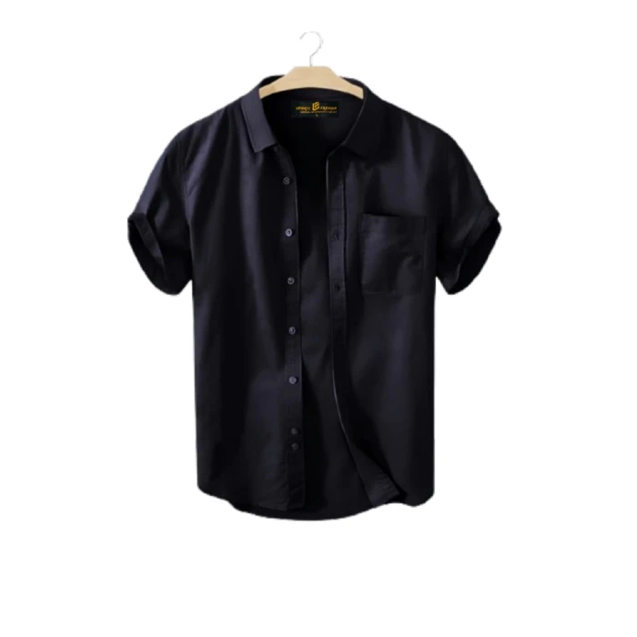Man’s Half Cotton Shirt – Black