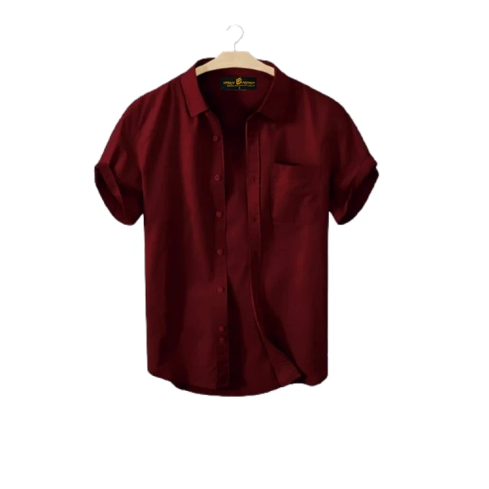 Man’s Half Cotton Shirt – Meroon