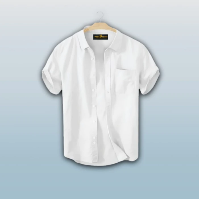 Man’s Half Cotton Shirt – White