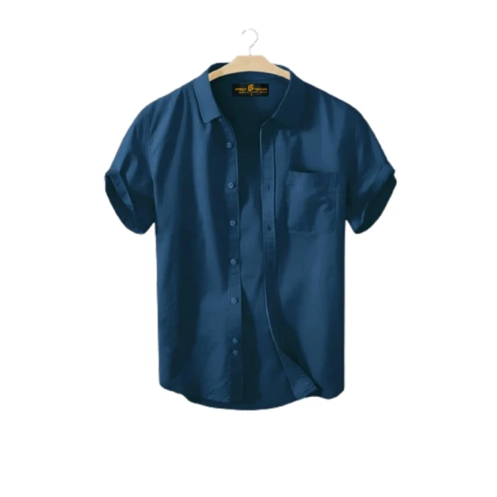 Man’s Half Cotton Shirt – Teal