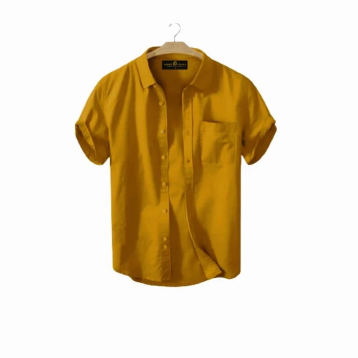 Man’s Half Cotton Shirt – Yellow
