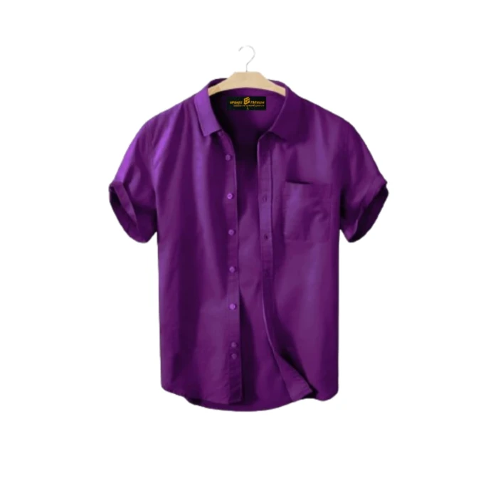 Man’s Half Cotton Shirt – Purple