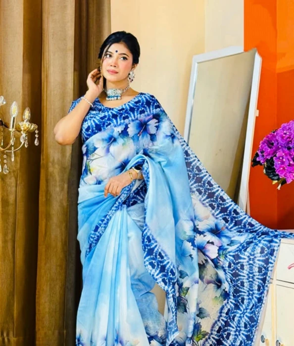 Glossy Silk - TS 112 ব্লাউজ পিছ সহ