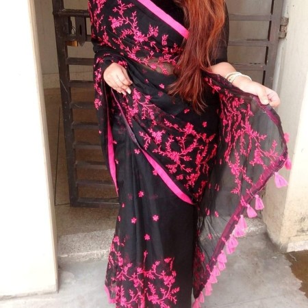 Halfsilk Embroidery Saree Em-112