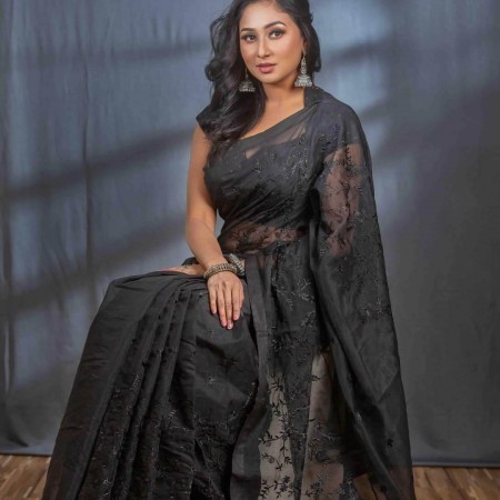 Halfsilk Embroidery Saree Em-120