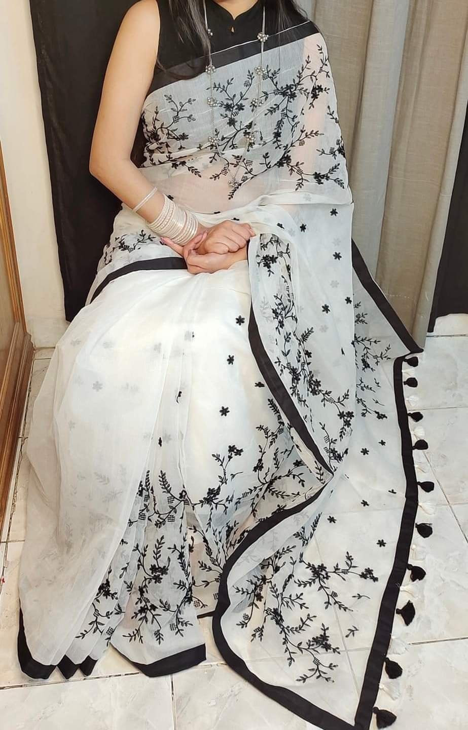 Halfsilk Embroidery Saree Em-115