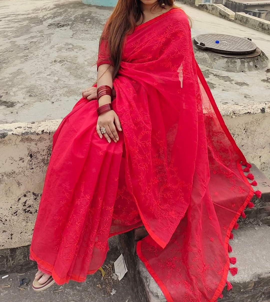 Halfsilk Embroidery Saree Em-116