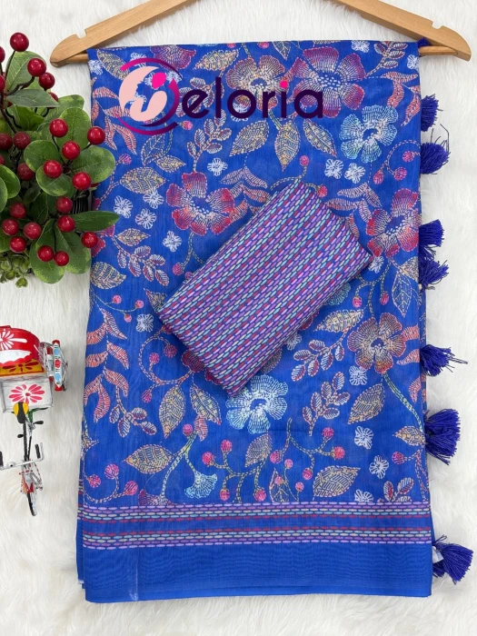 Premium Semi Muslin Silk Saree TS 107 ব্লাউজ পিছ সহ